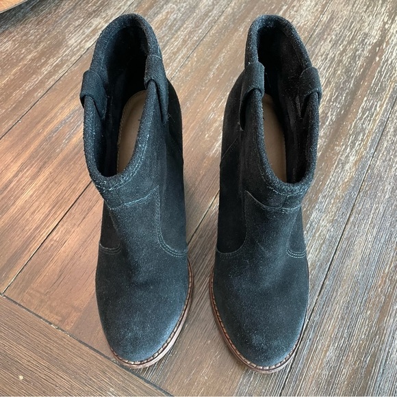 Splendid Lakota Western Black Suede Block Heel Ankle Boots - Picture 9 of 9